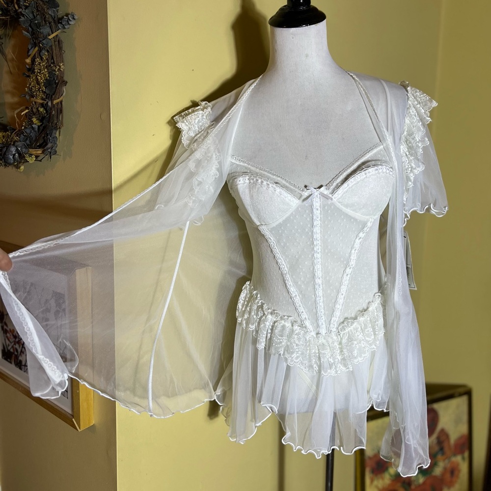 Vintage 80s CINEMA ETOILE size Medium Seductive Wear BabyDoll Bridal Sexy NEW - Picture 3 of 16